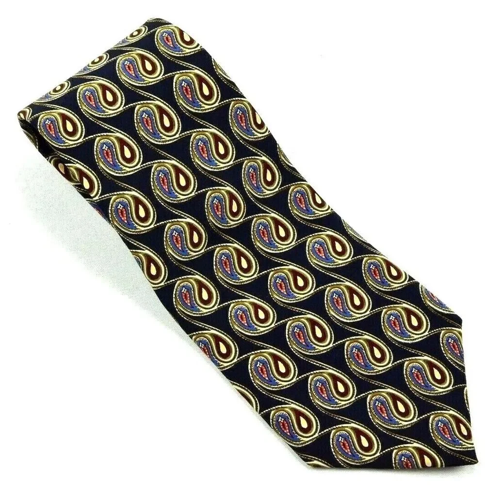Vintage Chaps Ralph Lauren Blue Paisley‎ Men's Tie 100% Silk 58